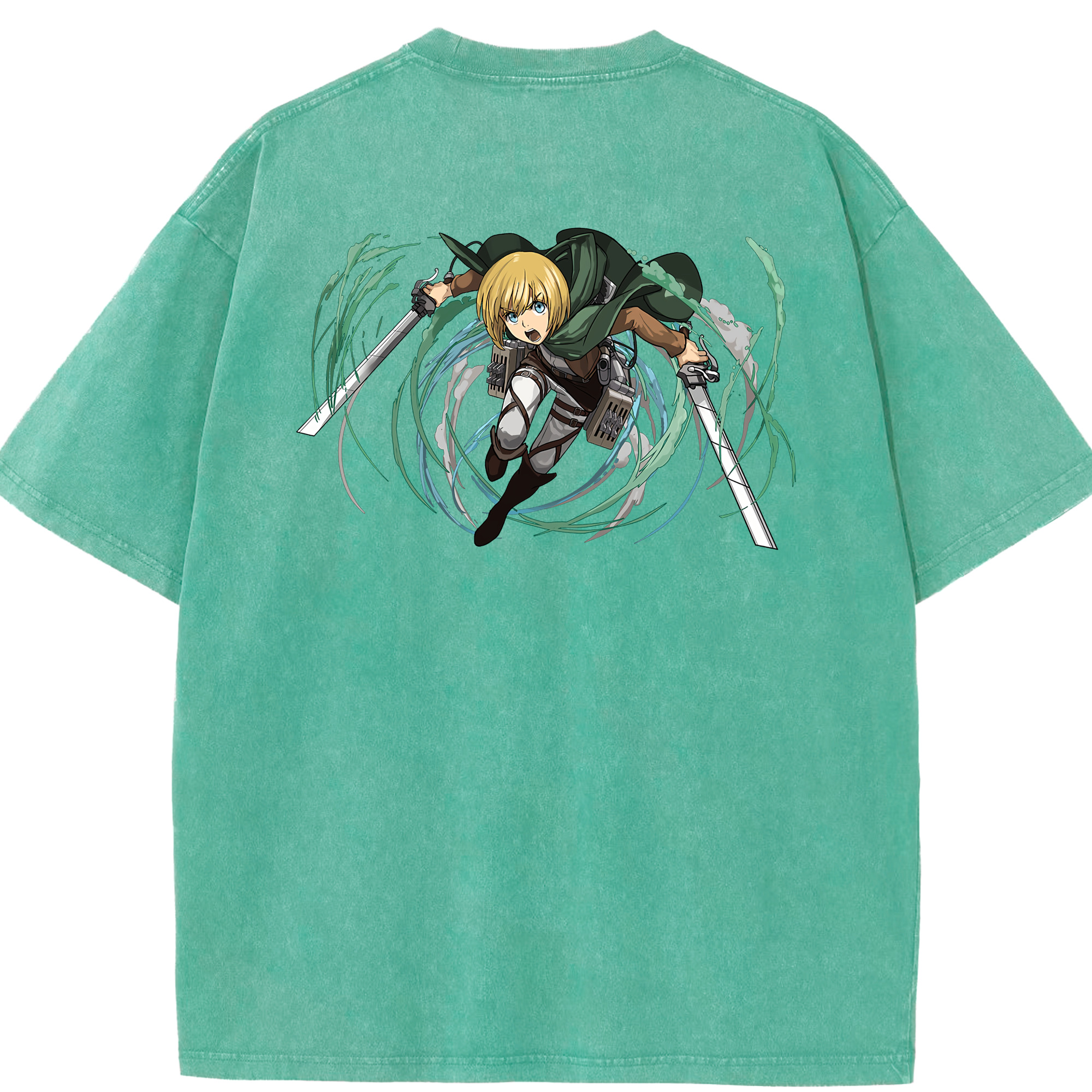 （画像用） 進撃の巨人 アルミン·アルレルト Attack on Titan Armin Arlert 綿100% ヴィンテージ風 半袖Tシャツ（背面プリント）